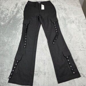 Hot Topic Pants Black 1 / 26 Grommet Strap Cargo Punk Goth Emo Rave Rock NEW